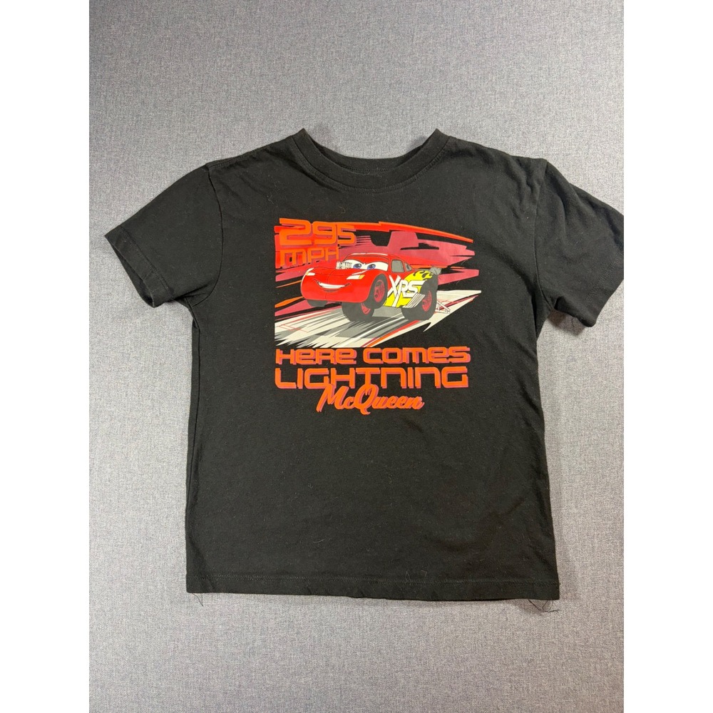 Disney Pixar Cars Lightning McQueen Black Graphic Tee Shirt Boys Size 6 M